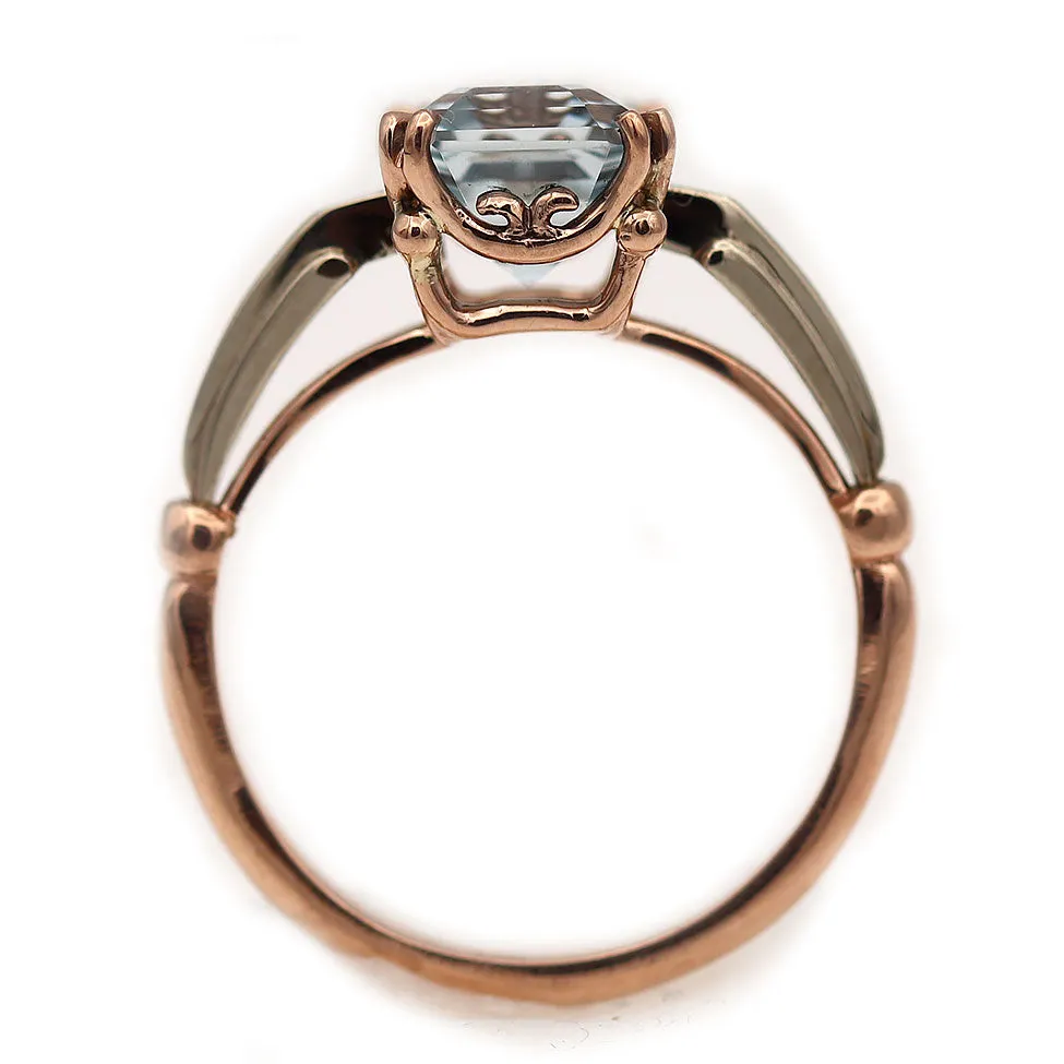 Vintage Style Rose Gold Aquamarine Engagement Ring