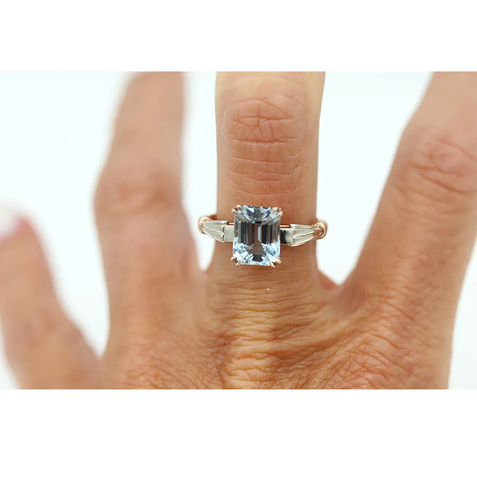 Vintage Style Rose Gold Aquamarine Engagement Ring