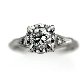 Vintage Transitional Cut Engagement Ring Circa 1950s