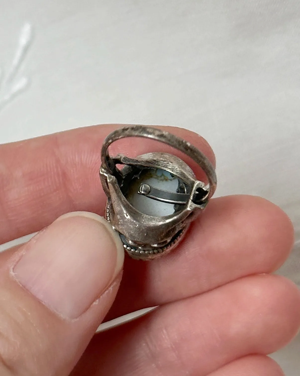 Vintage Turquoise And Sterling Silver Cocktail Ring