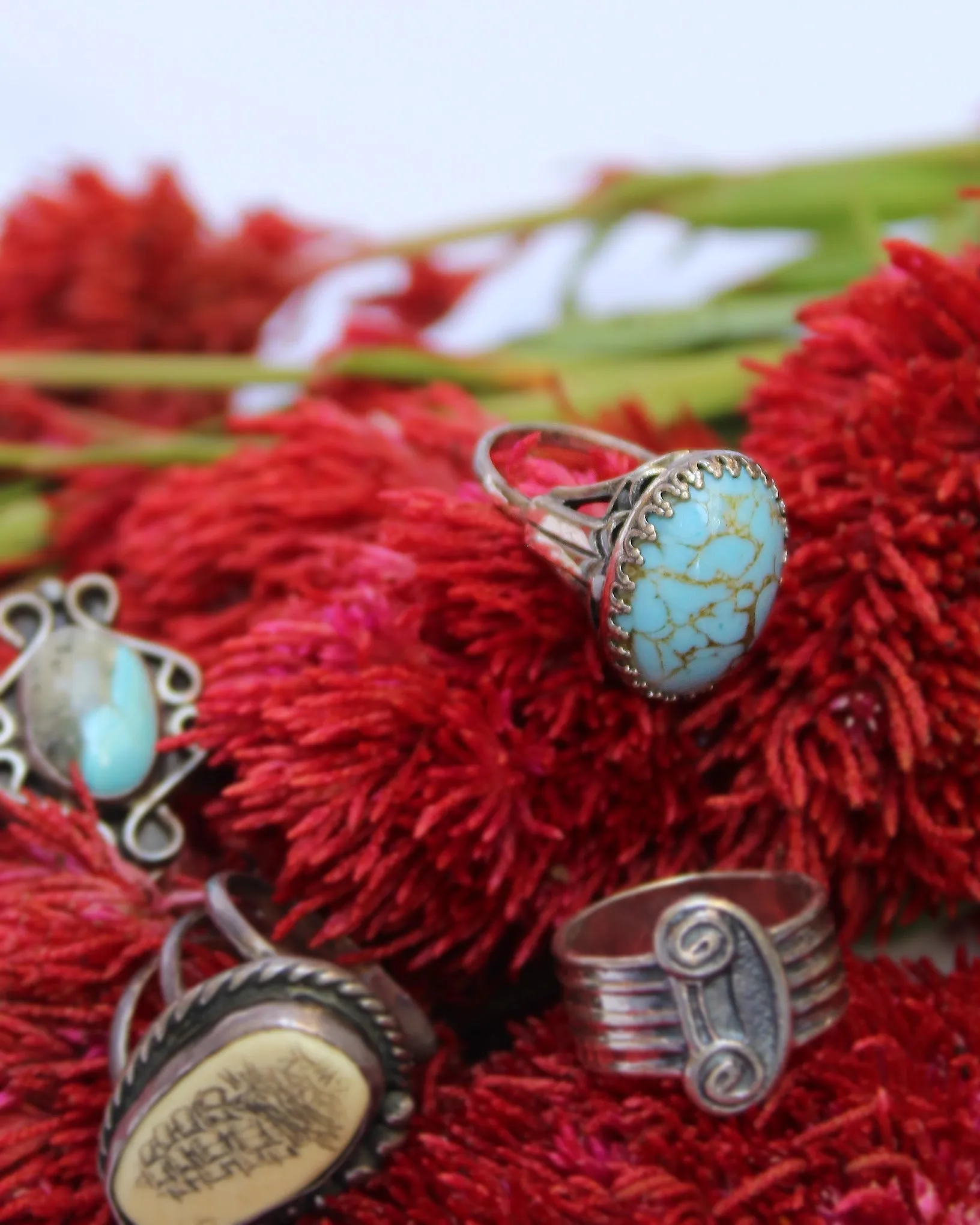Vintage Turquoise And Sterling Silver Cocktail Ring