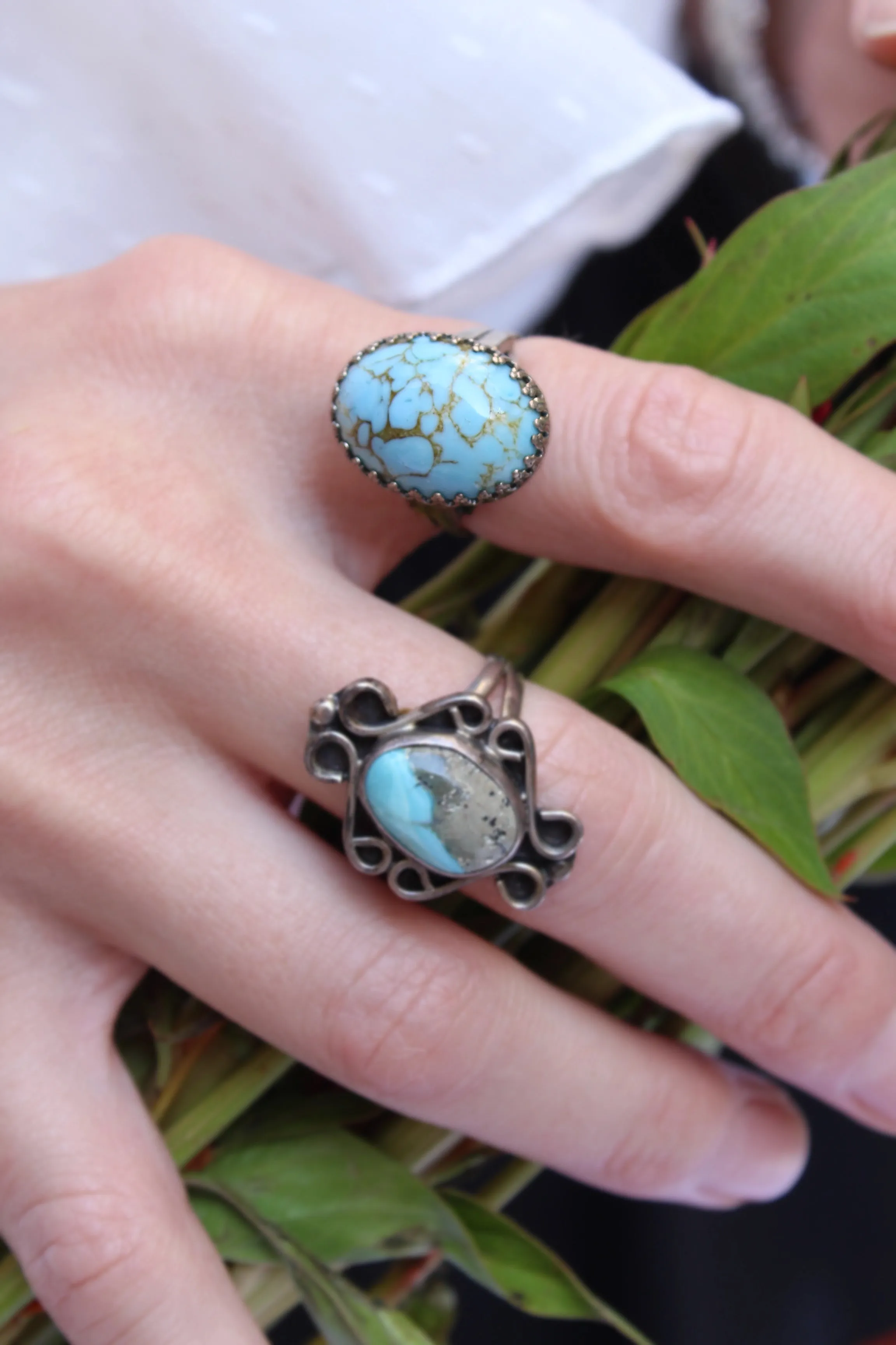 Vintage Turquoise And Sterling Silver Cocktail Ring