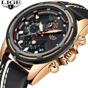 Watch Men Sport Quartz Clock Leather Mens Watches Top Brand Luxury Gold Waterproof Business Watch