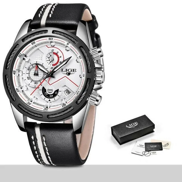 Watch Men Sport Quartz Clock Leather Mens Watches Top Brand Luxury Gold Waterproof Business Watch