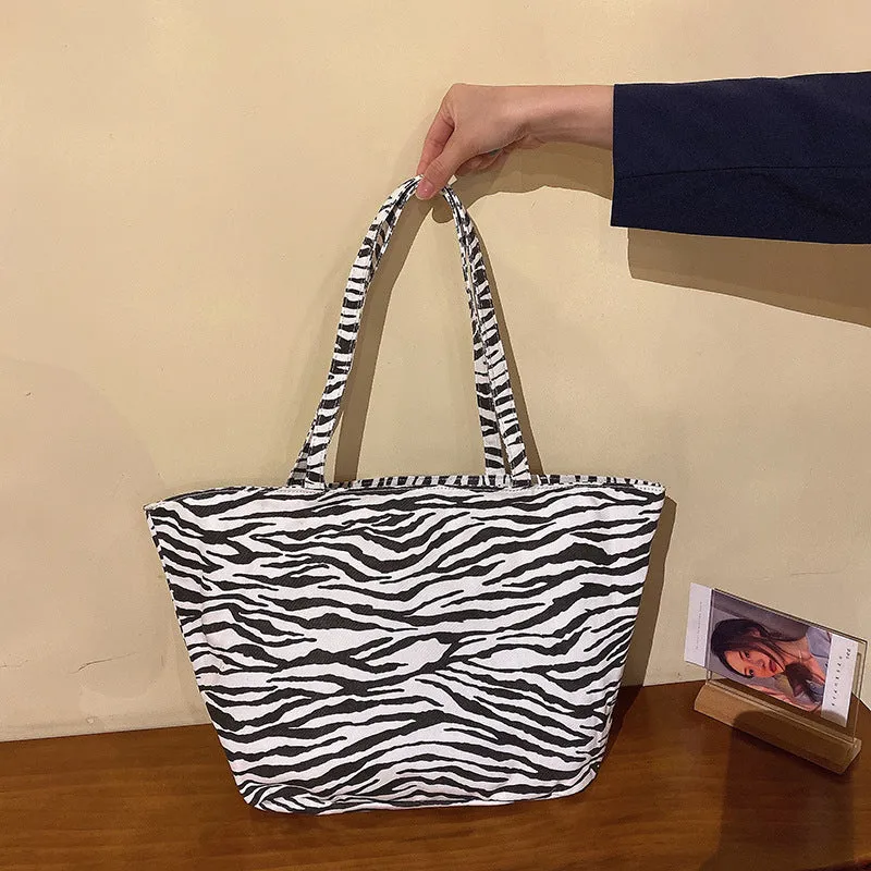 Women's Zebra-Stripe Design Tote Bag