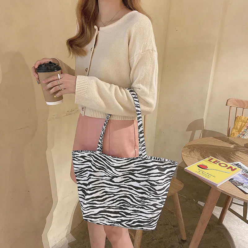 Women's Zebra-Stripe Design Tote Bag
