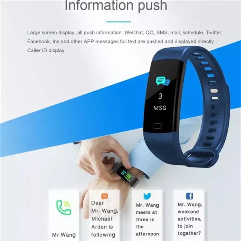 Y5 Smart Bracelet Bluetooth Sport Smart Watch With Color Screen Heart Rate Fitness Track Pedometer Blood Pressure Monitor Watch